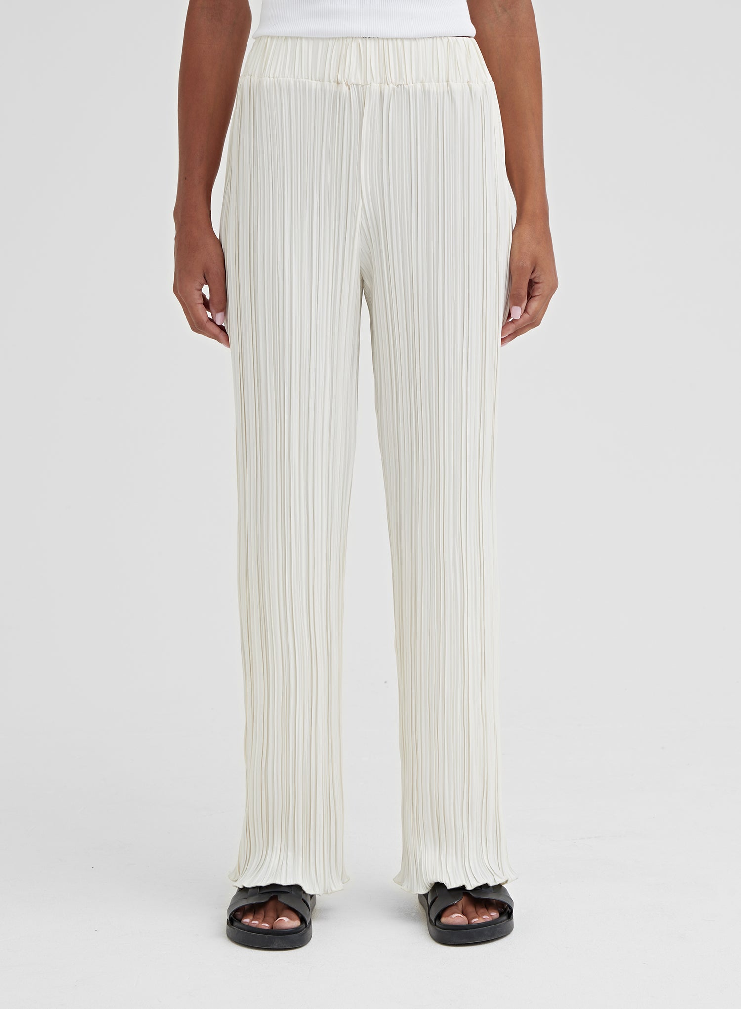 Cream Plisse Trousers